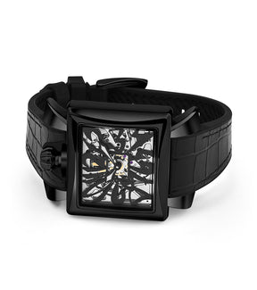 GaGà Milano Skeleton Rectangular Dial Distinctive Design Watch for men - 9002NS01K0YLBK0