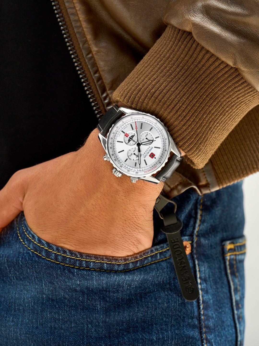 Swiss Military Hanowa SMWGC0000302  - Swiss Made Round Silver Chronograph - Watch for men