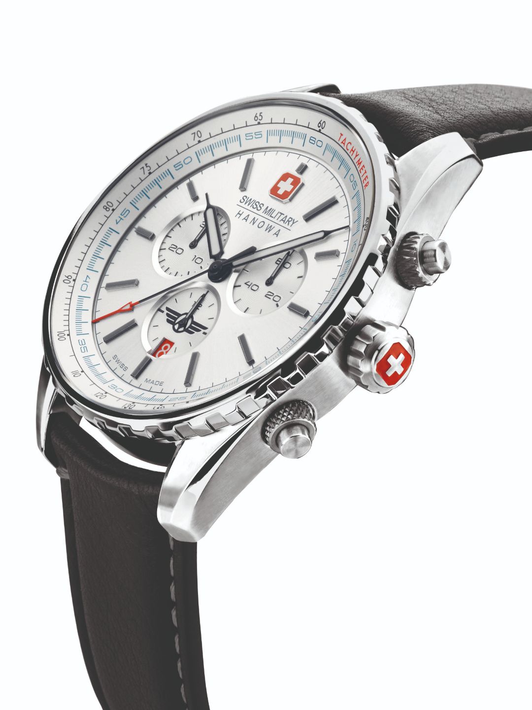 Swiss Military Hanowa SMWGC0000302  - Swiss Made Round Silver Chronograph - Watch for men