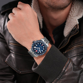 SWISS MILITARY HANOWA BLACK MARLIN BLUE ROUND DIAL ANALOG WATCH FOR Men's SMWGH0001703