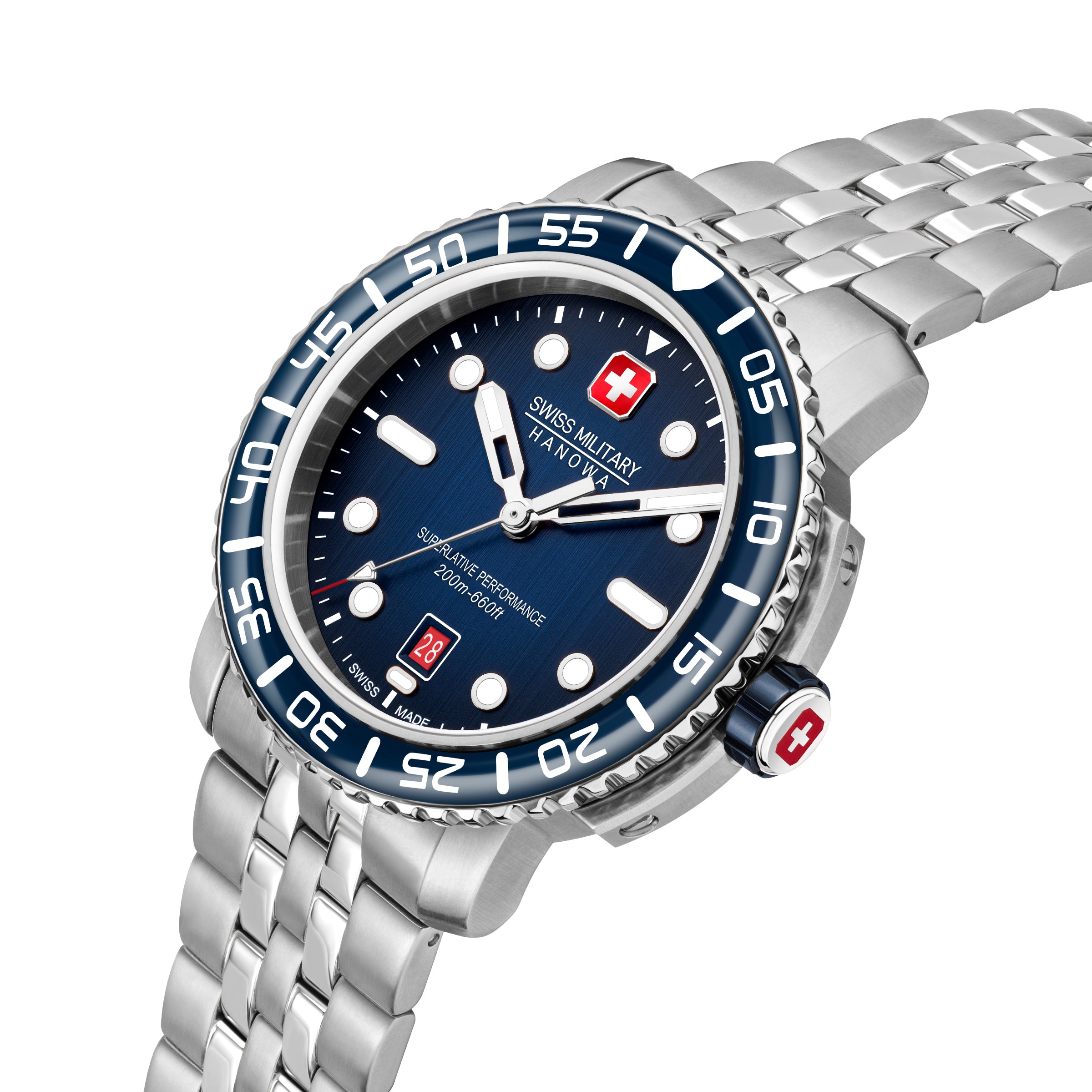 SWISS MILITARY HANOWA BLACK MARLIN BLUE ROUND DIAL ANALOG WATCH FOR Men's SMWGH0001703