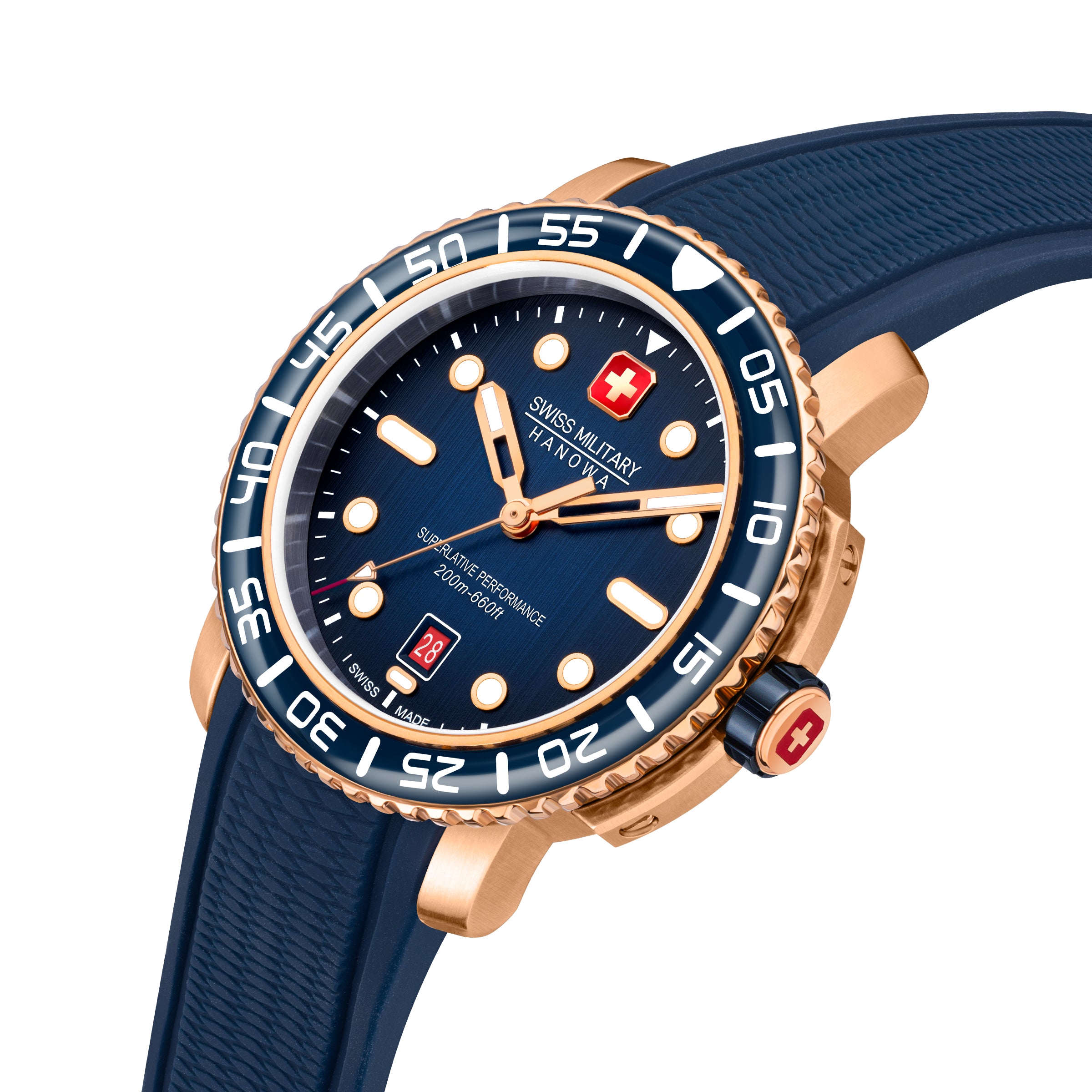 SWISS MILITARY HANOWA BLACK MARLIN BLUE ROUND DIAL ANALOG WATCH FOR Men's SMWGN0001720