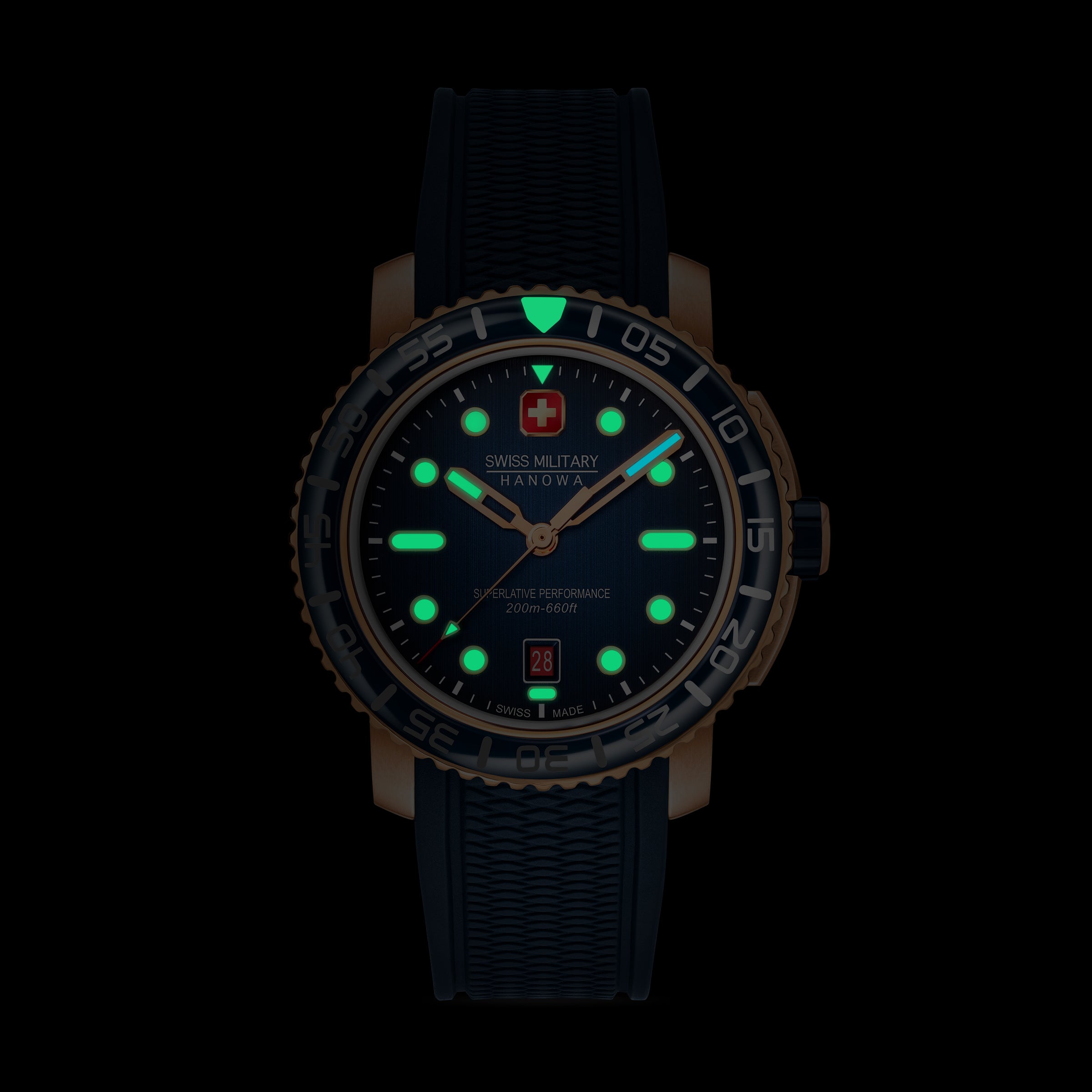 SWISS MILITARY HANOWA BLACK MARLIN BLUE ROUND DIAL ANALOG WATCH FOR Men's SMWGN0001720