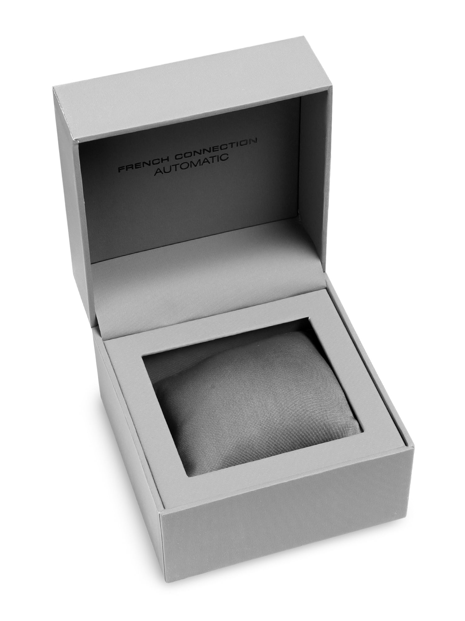 French Connection See Through Silver Square Dial With Black Silicone Strap Automatic Watch - For Mens FCA18SBL