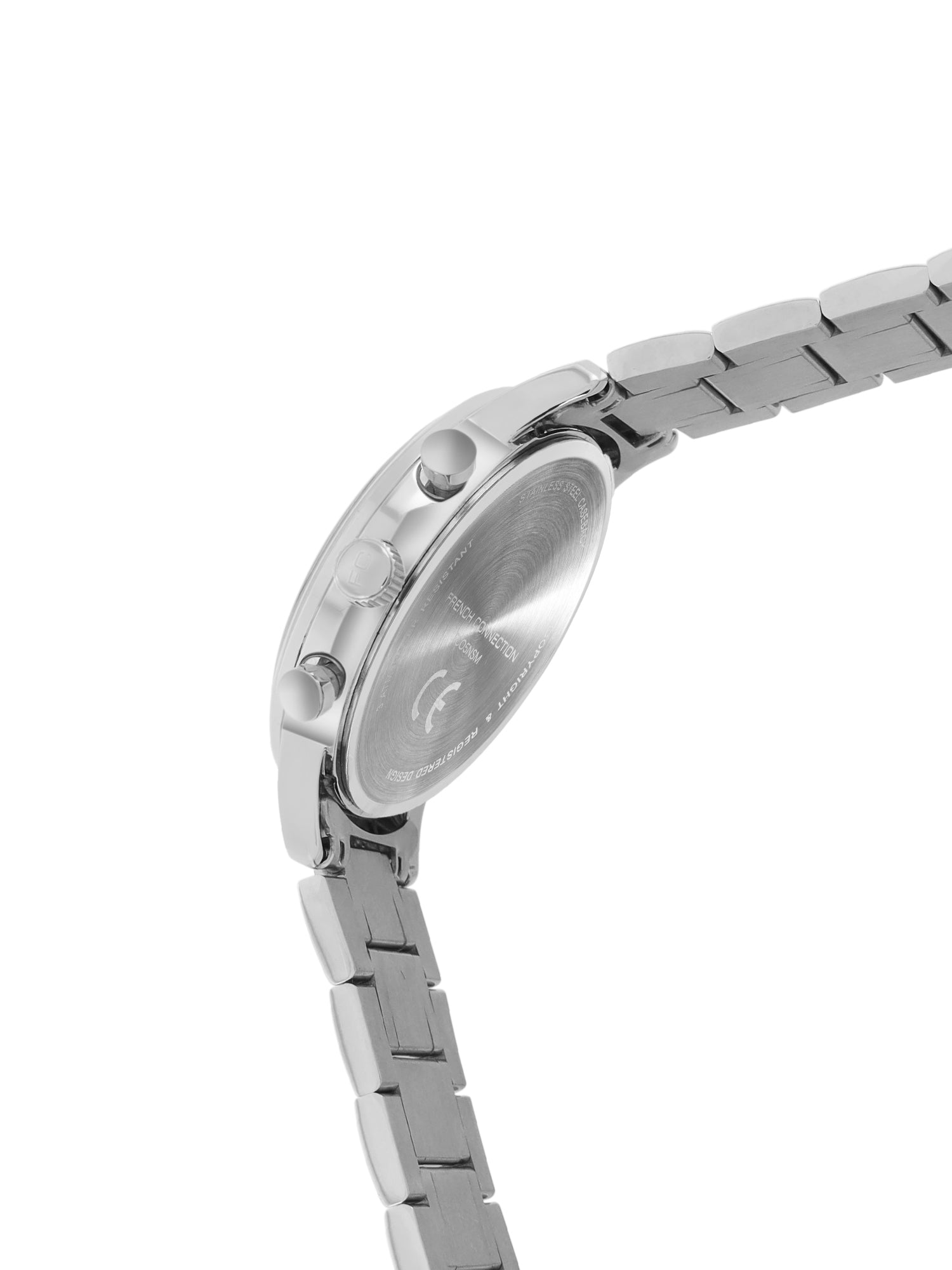 French Connection Green Embossed Round Dial With Stainless Steel Strap Chronograph Watch - For Mens FCO5NSM