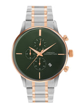 French Connection Green Embossed Round Dial With Rose Stainless Steel Strap Chronograph Watch - For Mens FCO5RTM
