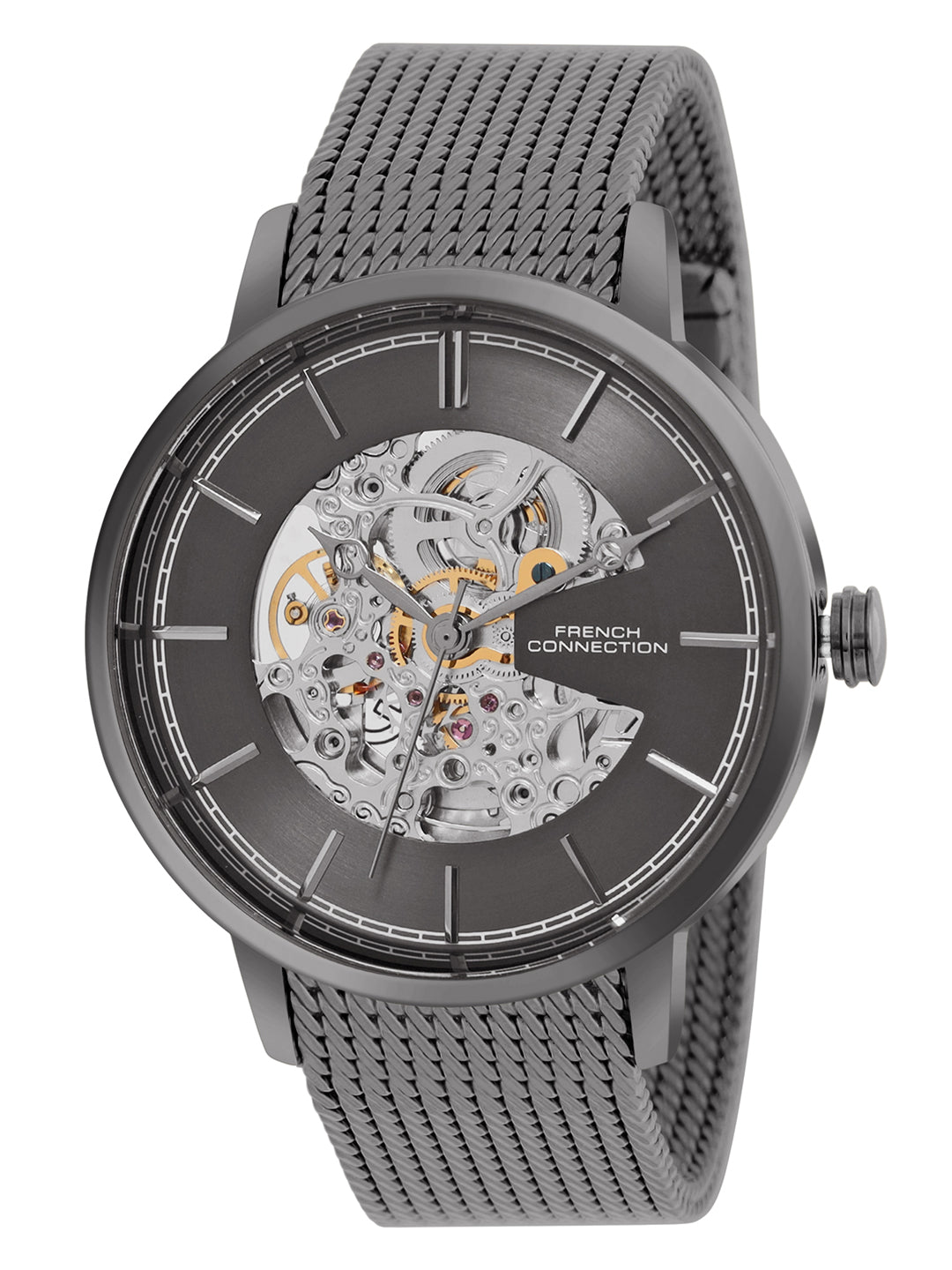 French connectiom Men Dial & Stainless Steel Bracelet Style Straps Analogue Watch FCA11GNM