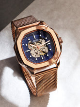 French Connection FCA13RGM Men's Automatic Watch – Blue Dial with Rose Gold Mesh Strap