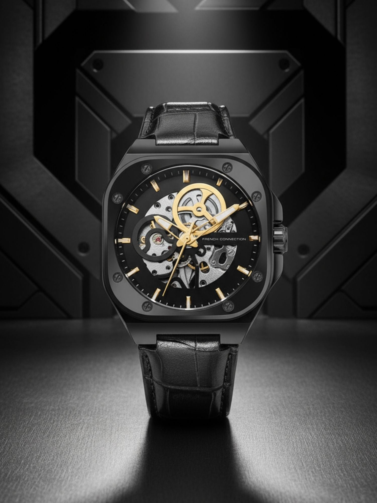 French Connection Automatic Black Dial Men's Watch-FCA14BBL
