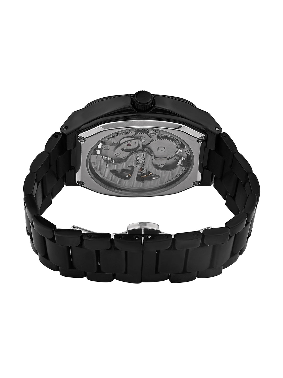 French Connection See Through Black Square Dial With Stainless Steel Strap Automatic Watch - For Mens FCA16BM