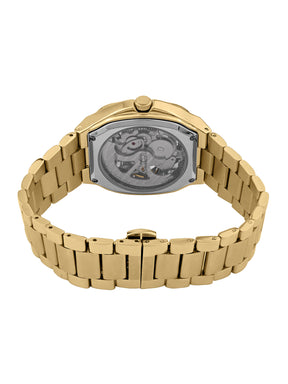 French Connection See Through Black Square Dial With Gold Stainless Steel  Strap Automatic Watch - For Mens FCA16GM