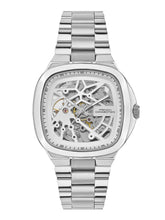 French Connection See Through Silver Square Dial With Stainless Steel Strap Automatic Watch - For Mens FCA16SM