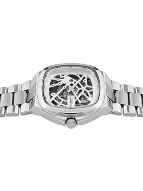 French Connection See Through Silver Square Dial With Stainless Steel Strap Automatic Watch - For Mens FCA16SM