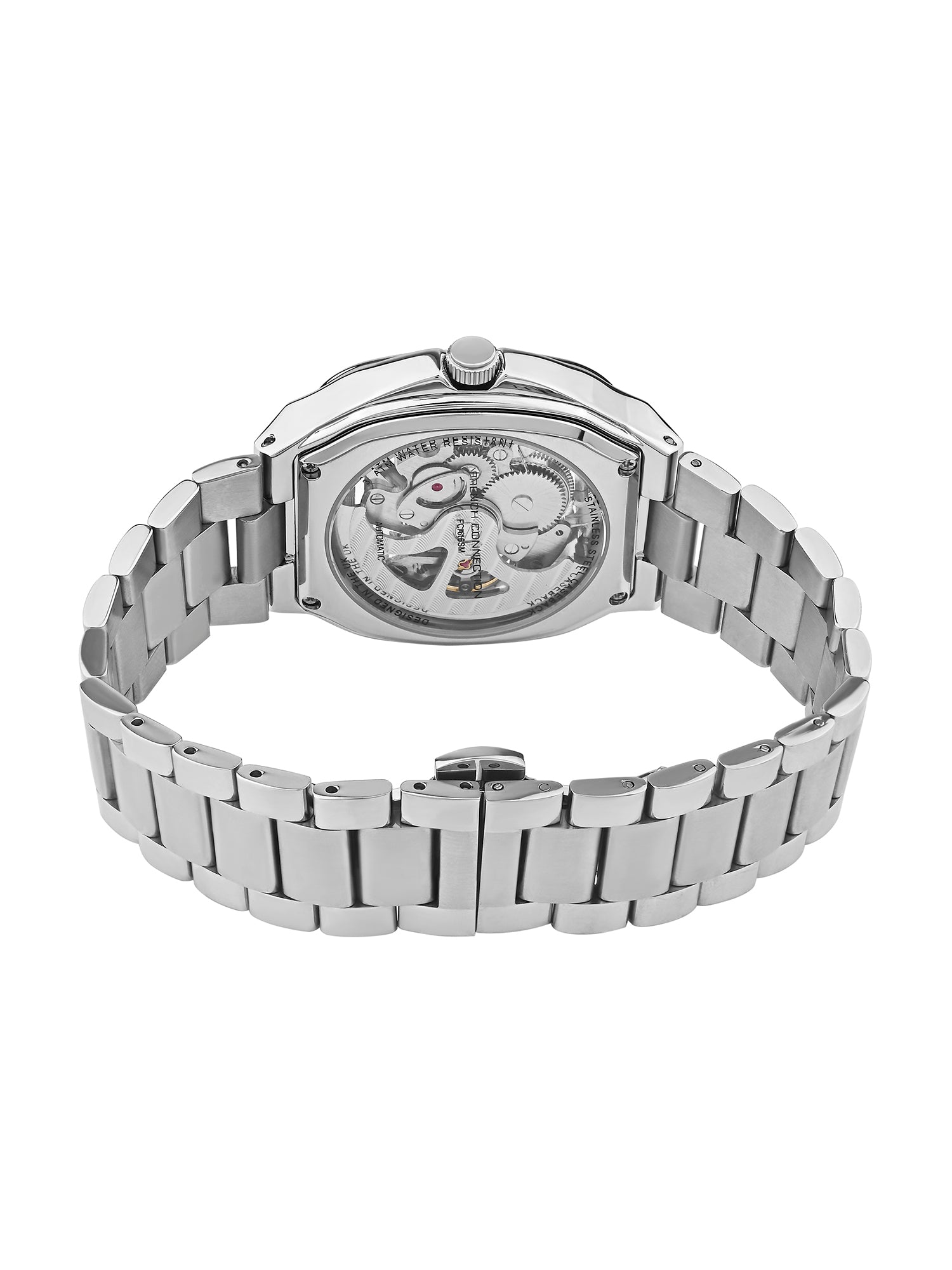 French Connection See Through Silver Square Dial With Stainless Steel Strap Automatic Watch - For Mens FCA16SM