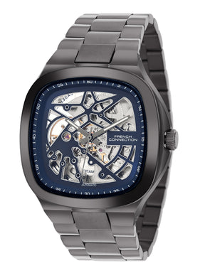 French Connection See Through Blue Square Dial With Stainless Steel Strap Automatic Watch - For Mens FCA16UGNM