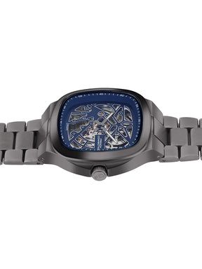 French Connection See Through Blue Square Dial With Stainless Steel Strap Automatic Watch - For Mens FCA16UGNM