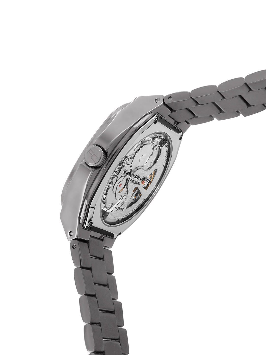 French Connection See Through Blue Square Dial With Stainless Steel Strap Automatic Watch - For Mens FCA16UGNM