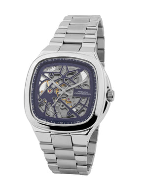 French Connection See Through Blue Square Dial With Stainless Steel Strap Automatic Watch - For Mens FCA16USM