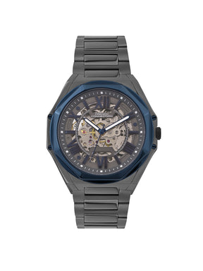 French Connection See Through Grey Round Dial With Gun Stainless Steel Strap Automatic Watch - For Mens FCA17GNM