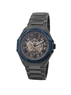 French Connection See Through Grey Round Dial With Gun Stainless Steel Strap Automatic Watch - For Mens FCA17GNM