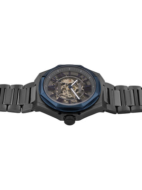 French Connection See Through Grey Round Dial With Gun Stainless Steel Strap Automatic Watch - For Mens FCA17GNM