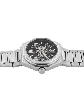 French Connection See Through Black Round Dial With Stainless Steel Strap Automatic Watch - For Mens FCA17SM