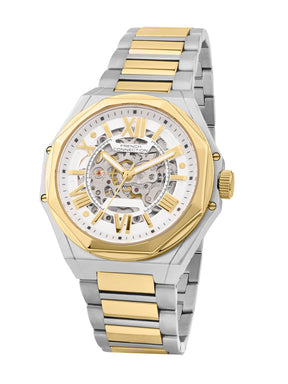 French Connection See Through Silver Round Dial With Gold Two Tone Stainless Steel  Strap Automatic Watch - For Mens FCA17TM