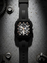 French Connection See Through Black Square Dial With Black Silicone Strap Automatic Watch - For Mens FCA18BBL