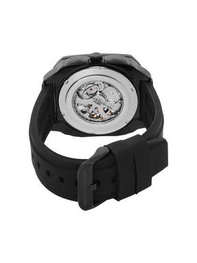 French Connection See Through Black Square Dial With Black Silicone Strap Automatic Watch - For Mens FCA18BBL