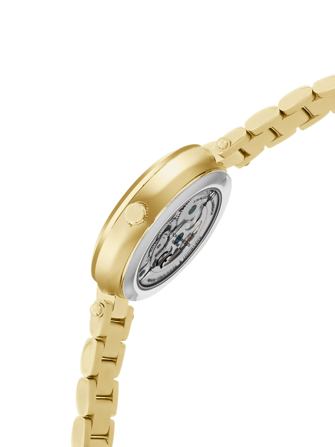 French Connection FCA21GM Modern Silver White Skeleton Dial Gold Stainless Steel Strap Women's Automatic Watch