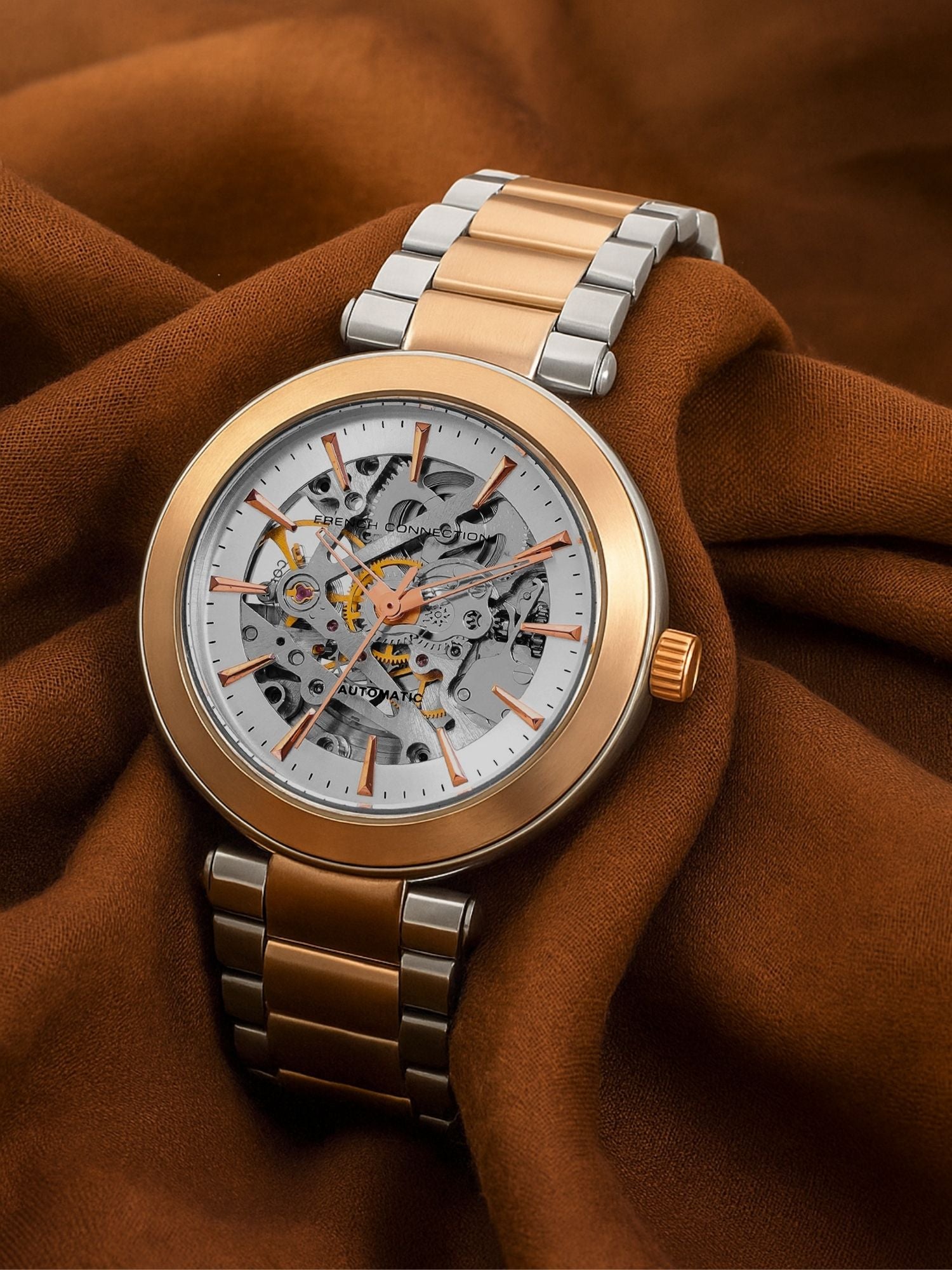 MODERN Round Dial Automatic Motion Powered Analogue Watch | See Through Dial | Automatic Watch for Women's