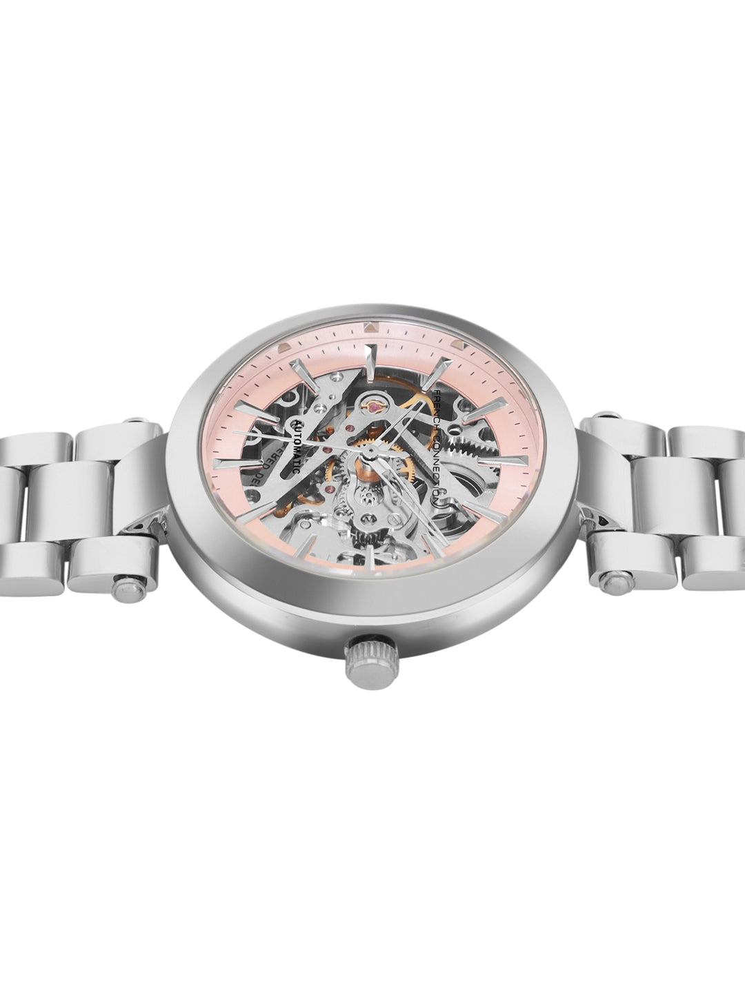 French Connection FCA21SM Modern Silver White Skeleton Dial Silver Stainless Steel Strap Women's Automatic Watch