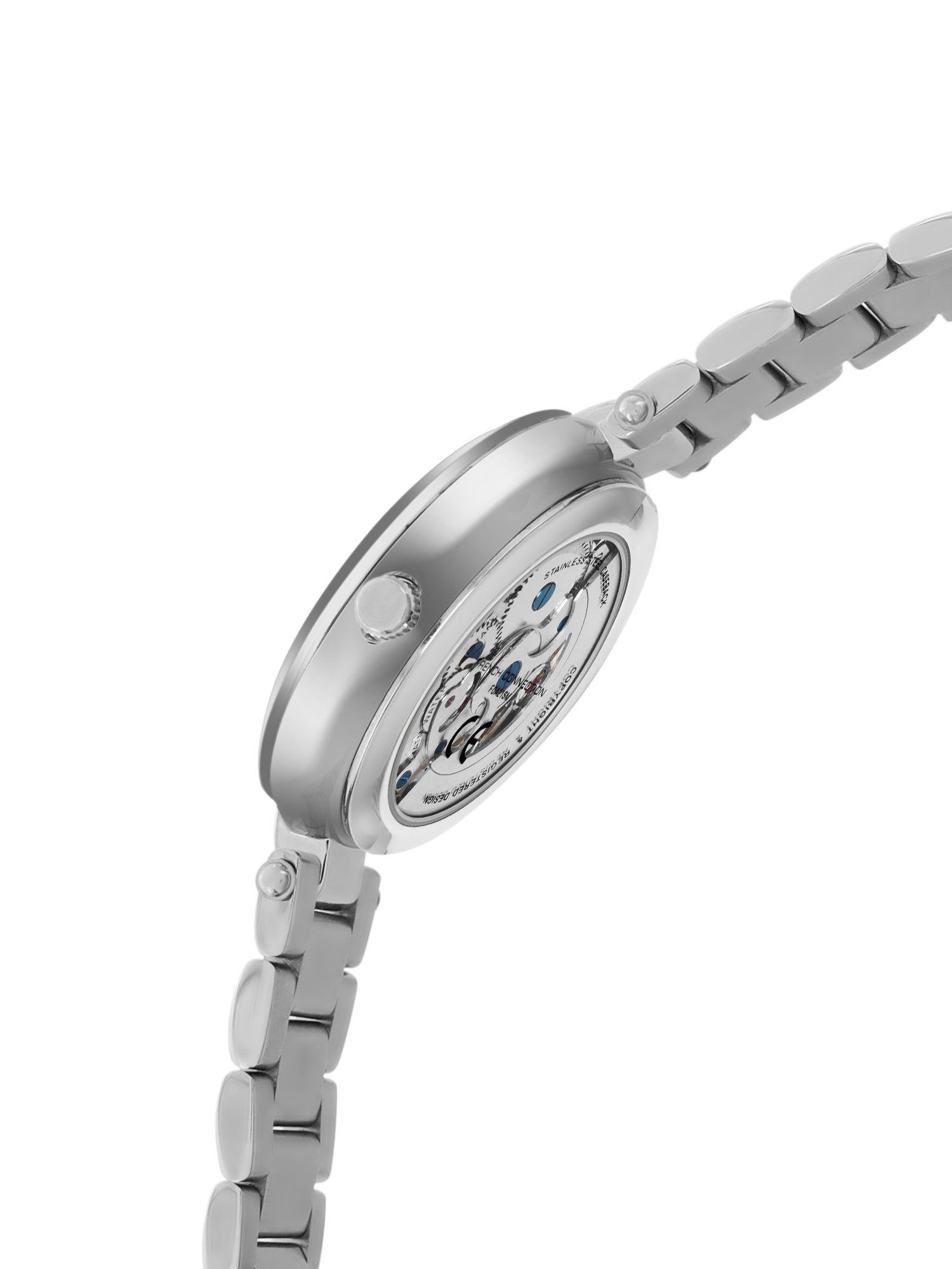 French Connection FCA21SM Modern Silver White Skeleton Dial Silver Stainless Steel Strap Women's Automatic Watch