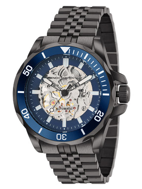 French Connection See Through Blue Round Dial With Stainless Steel Strap Automatic Watch - For Mens FCA22GNM