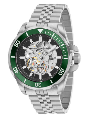 French Connection See Through Black Round Dial With Stainless Steel Strap Automatic Watch - For Mens FCA22NSM