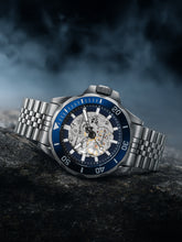 French Connection See Through Dark Blue Round Dial With Stainless Steel Strap Automatic Watch - For Mens FCA22USM