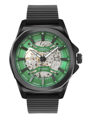 French Connection See Through Green Round Dial With Silicone Strap Automatic Watch - For Mens FCA23NBL
