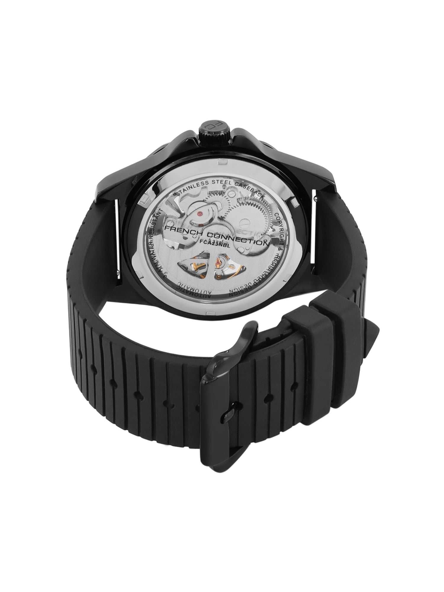 French Connection See Through Green Round Dial With Silicone Strap Automatic Watch - For Mens FCA23NBL