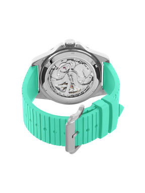 French Connection See Through Tiffany Blue Round Dial With Silicone Strap Automatic Watch - For Mens FCA23UL