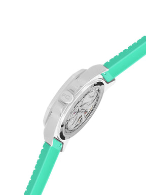 French Connection See Through Tiffany Blue Round Dial With Silicone Strap Automatic Watch - For Mens FCA23UL
