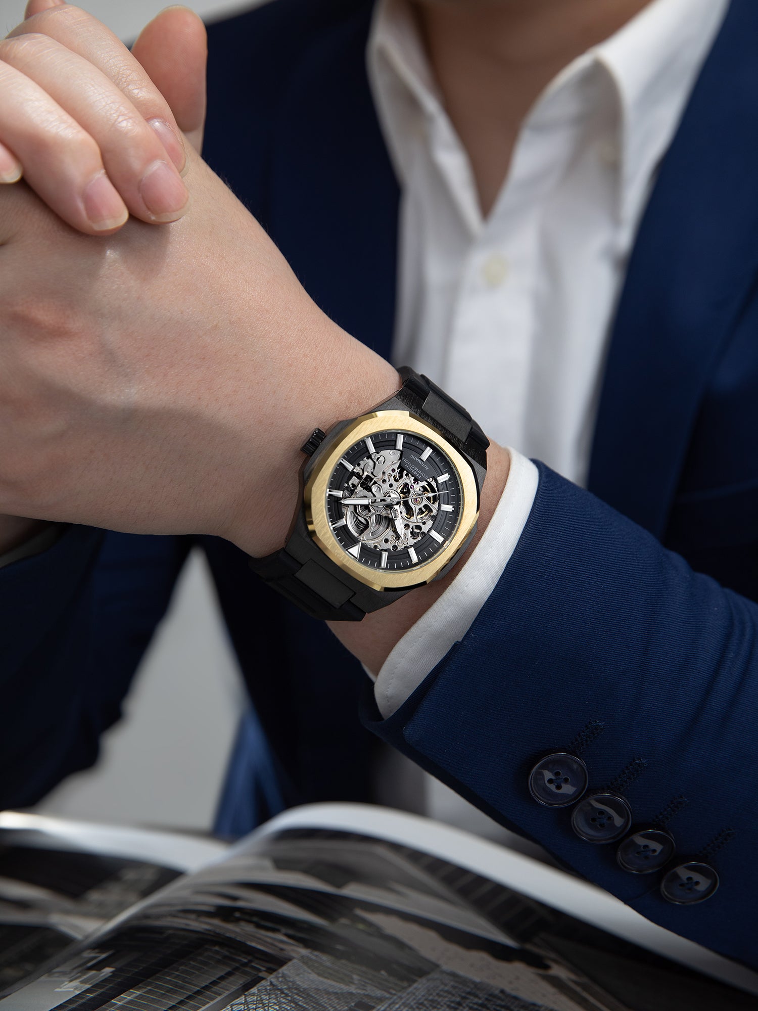 French Connection Autaros Skeleton Dial Silicone Automatic Watch for Men - FCA31BB