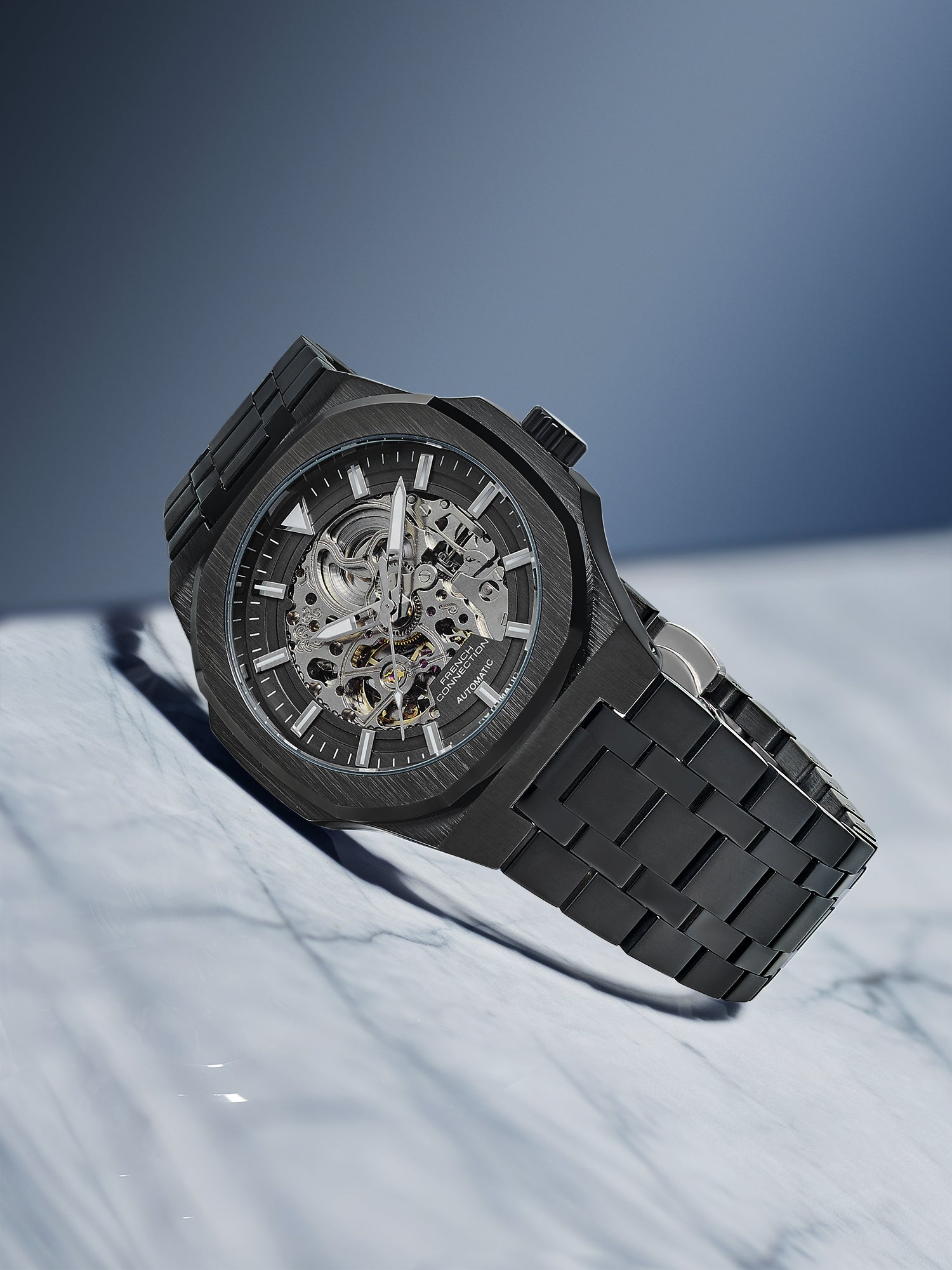 French Connection Autaros Skeleton Dial Stainless Steel Automatic Watch for Men - FCA31BM