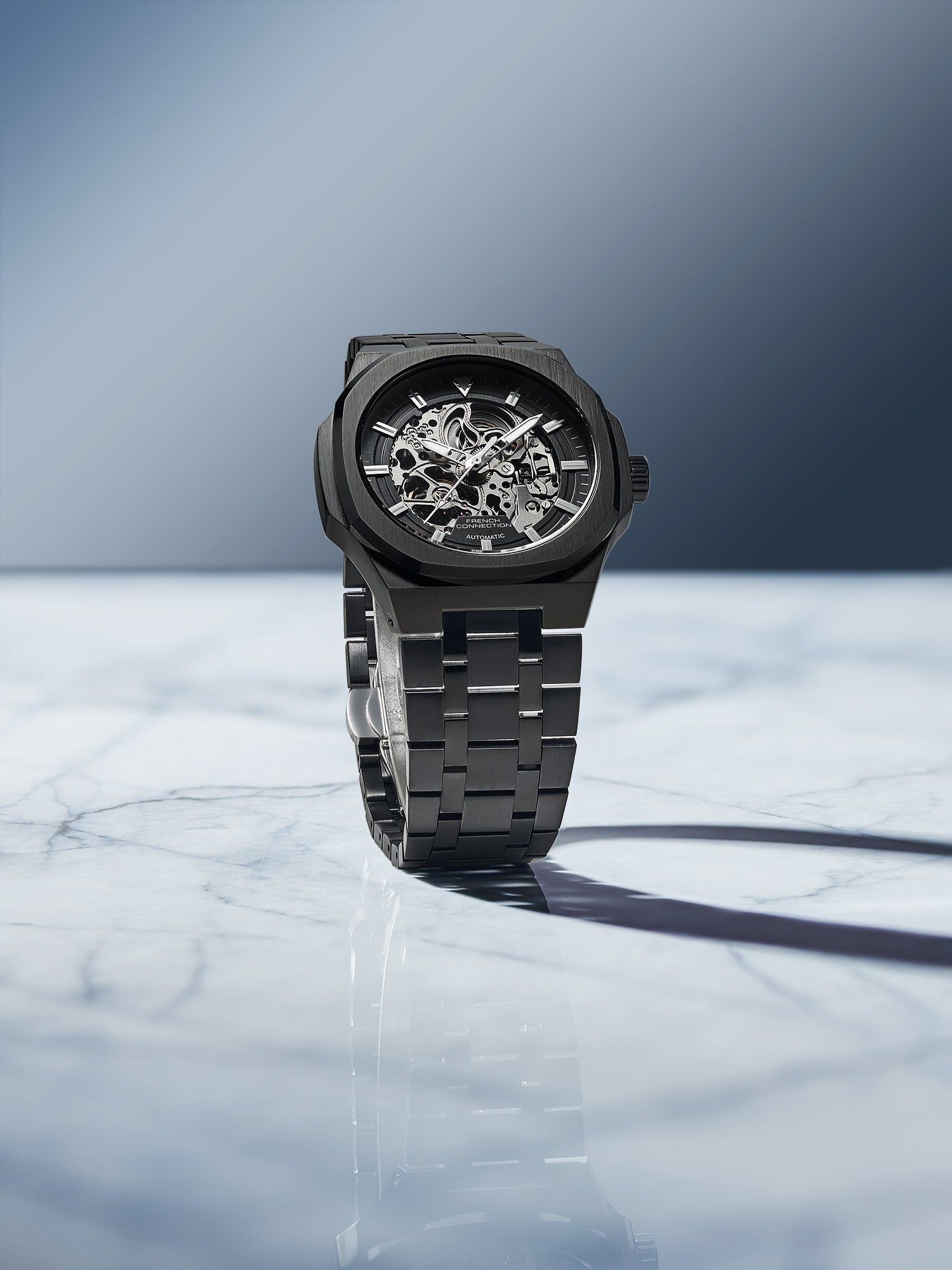 French Connection Autaros Skeleton Dial Stainless Steel Automatic Watch for Men - FCA31BM