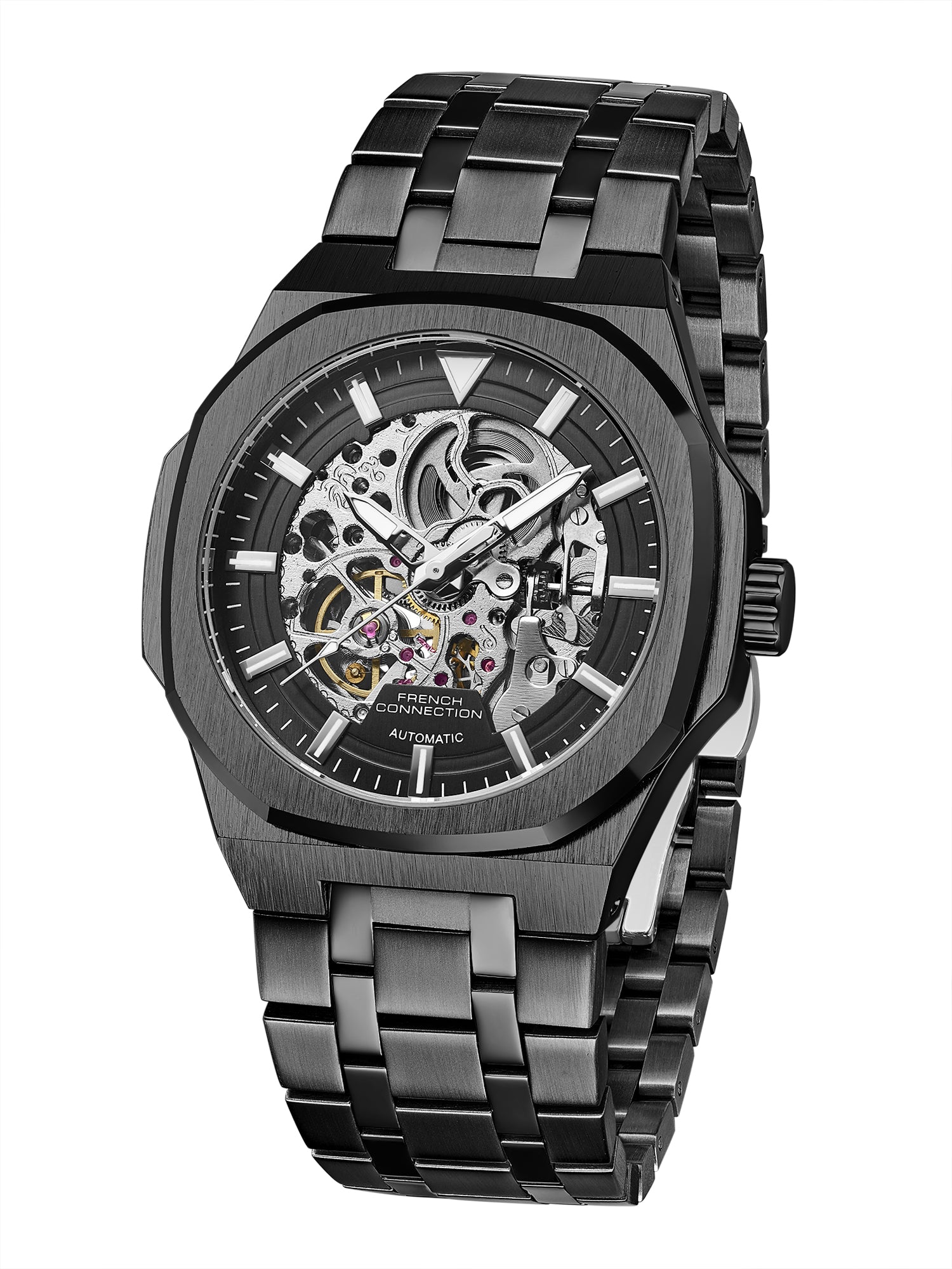 French Connection Autaros Skeleton Dial Stainless Steel Automatic Watch for Men - FCA31BM