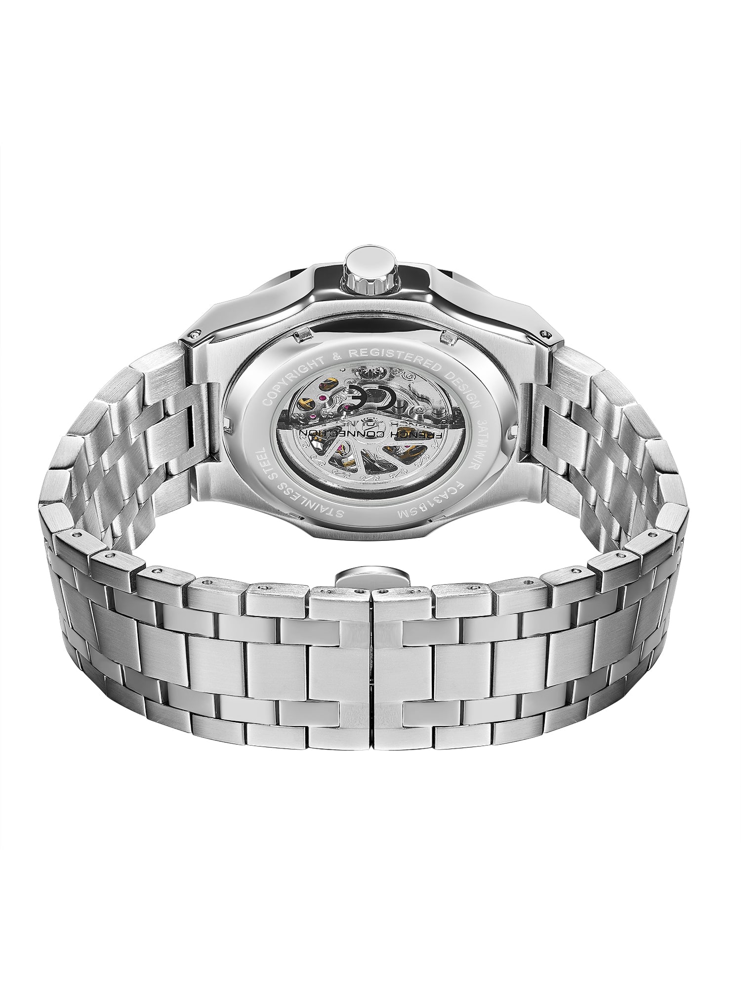 French Connection Autaros Skeleton Dial Stainless Steel Automatic Watch for Men - FCA31BSM