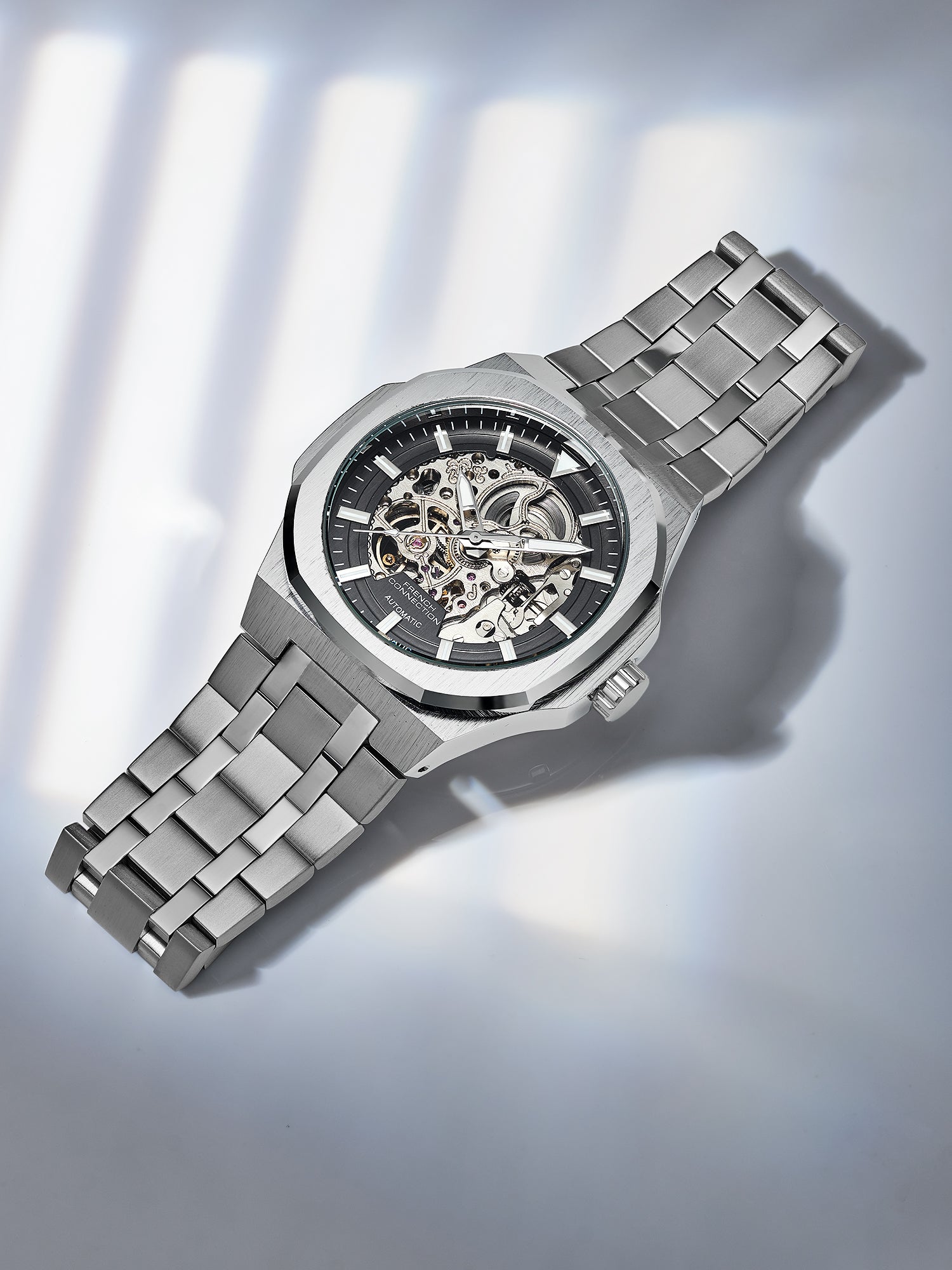 French Connection Autaros Skeleton Dial Stainless Steel Automatic Watch for Men - FCA31BSM