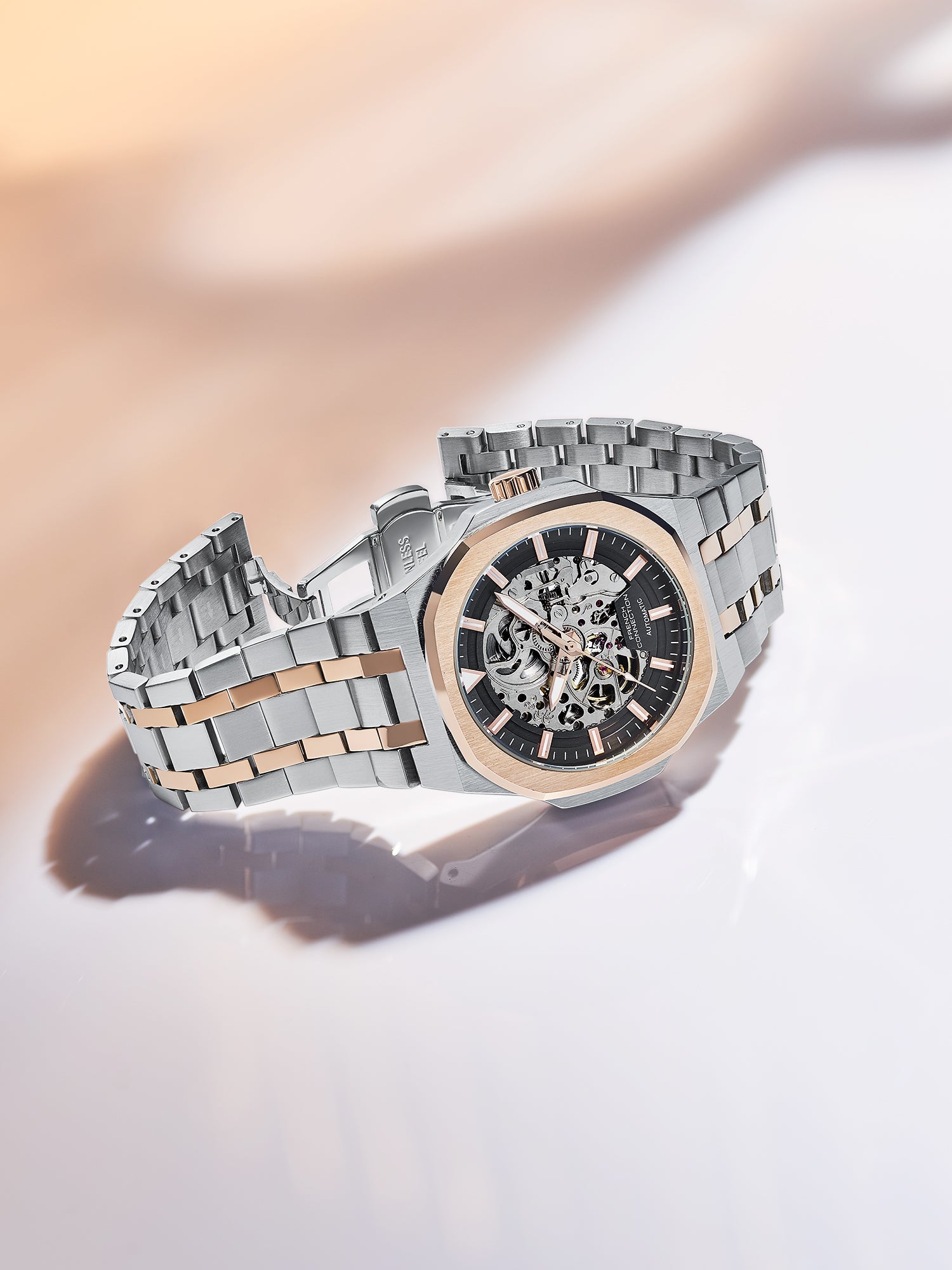 French Connection Autaros Skeleton Dial Stainless Steel Automatic Watch for Men - FCA31RTM