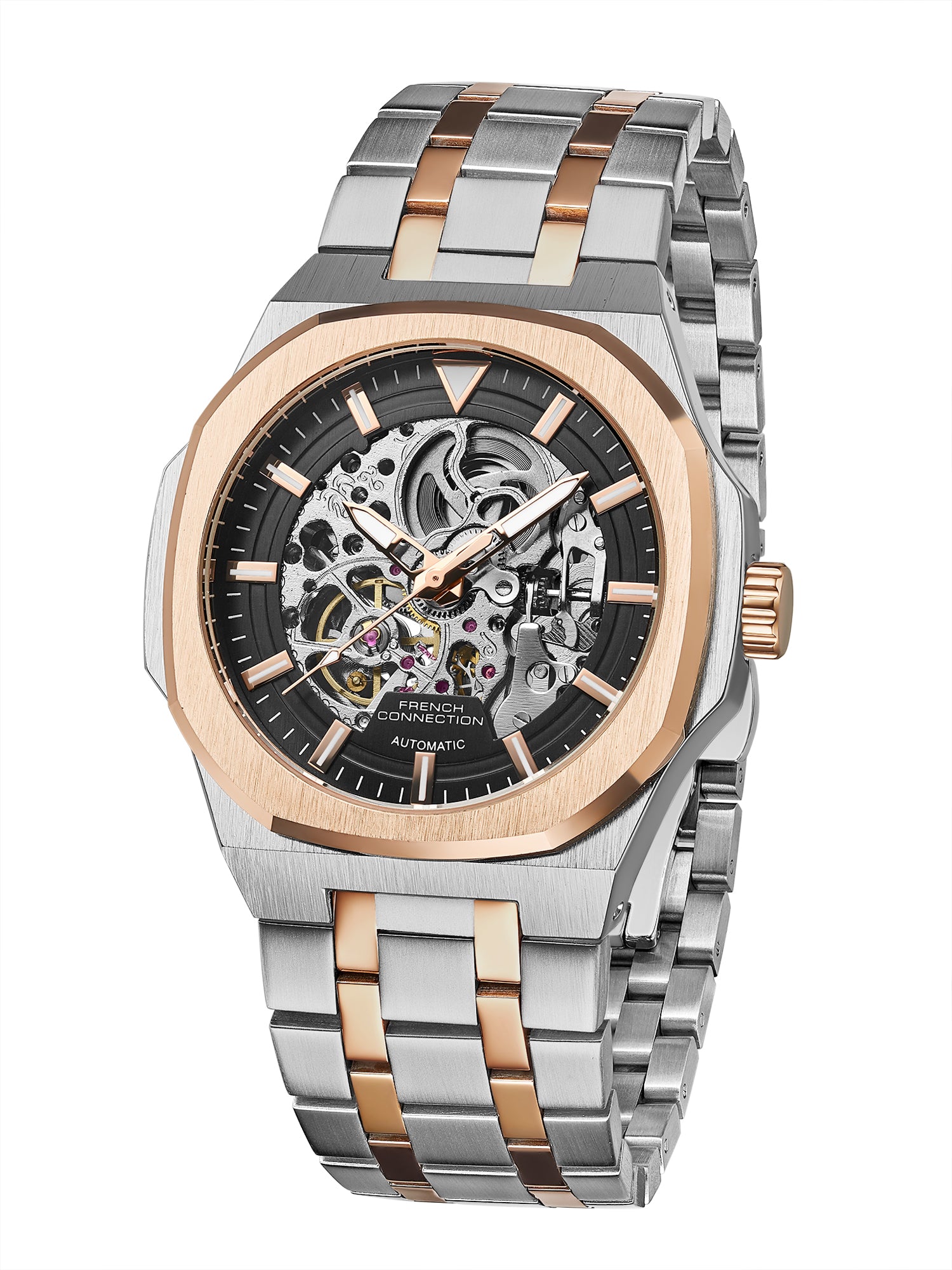 French Connection Autaros Skeleton Dial Stainless Steel Automatic Watch for Men - FCA31RTM