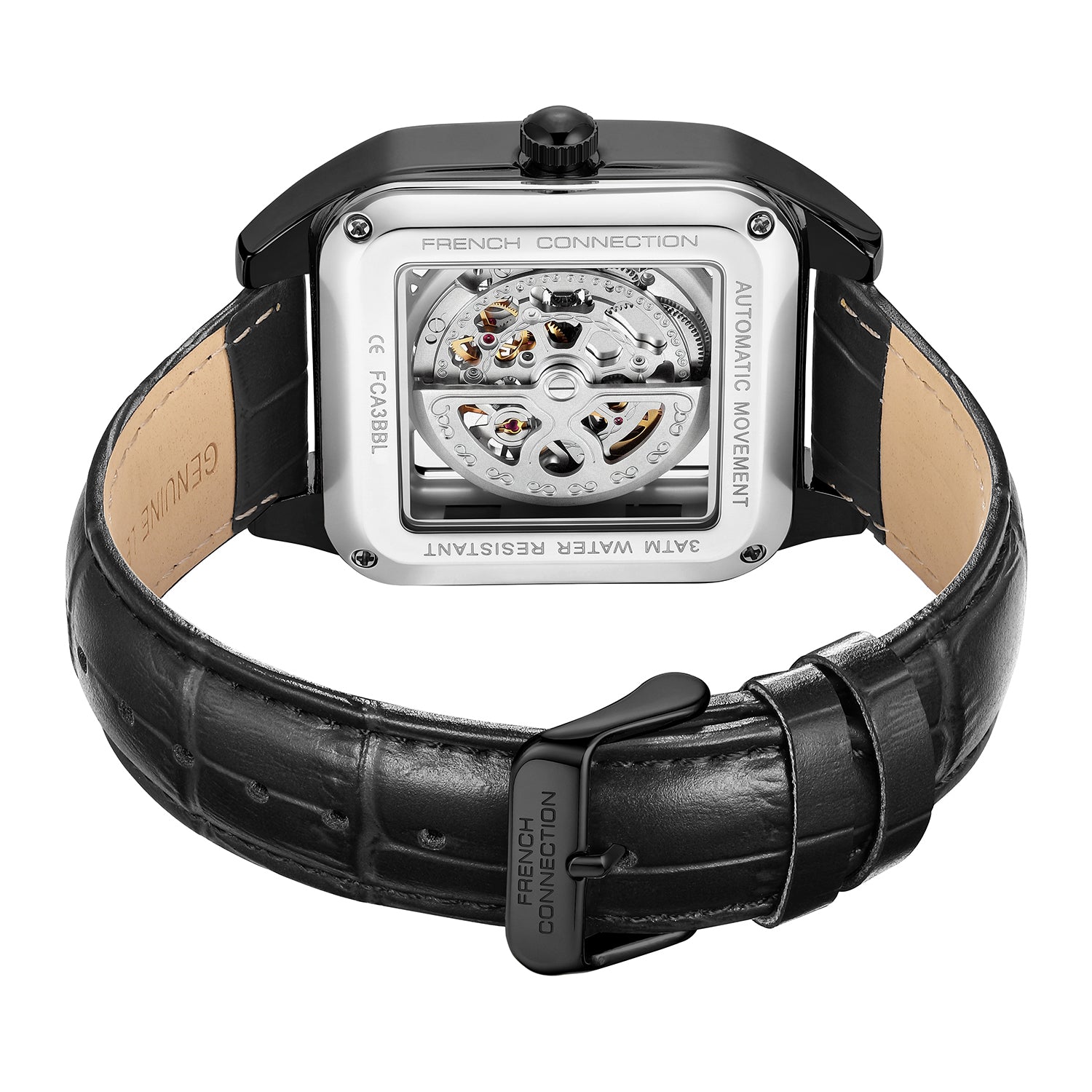 French Connection Autronox Skeleton Dial Leather Automatic Watch for Men - FCA33BBL