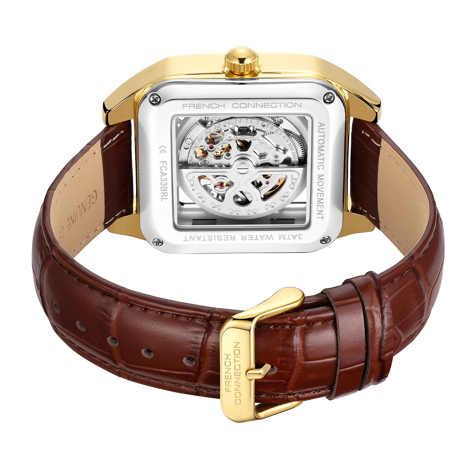 French Connection Autronox Skeleton Dial Leather Automatic Watch for Men - FCA33BRL